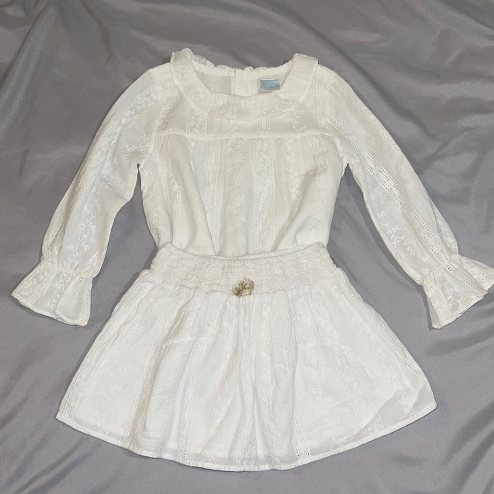Edgehill Collection White Eyelet Skirt with Matching White Eyelet Top